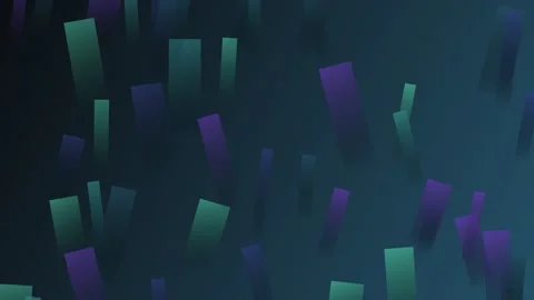 Abstract geometric shapes float in a dark, moody blue and green environment Stock Footage 326995975