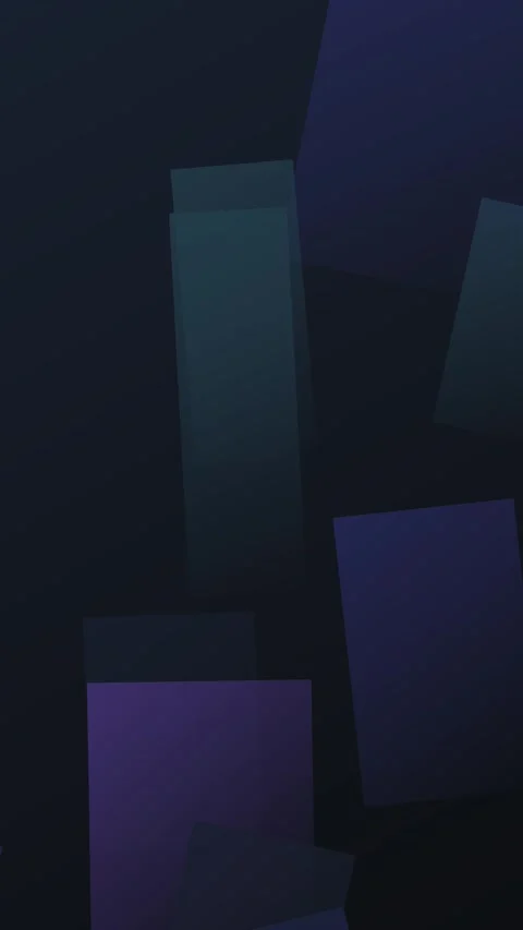 Abstract geometric shapes float in a mesmerizing, deep blue and purple space Stock Footage 327625624