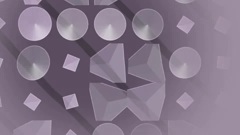 Abstract geometric shapes float in a purple and gray space Video stock 325772427