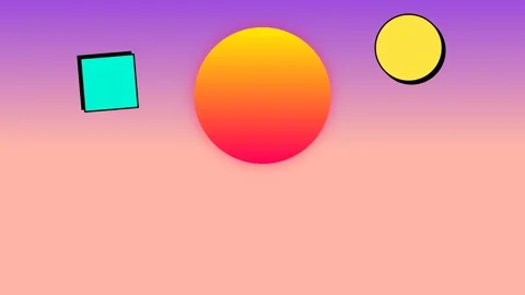 Abstract geometric shapes floating against a soft gradient sunset background Video stock 335117822