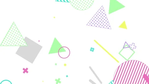 Abstract Geometric Shapes Floating and Rotating with Dynamic Retro-Style Stock Footage 330482012