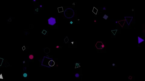 Abstract Geometric Shapes Floating in Dark Space with Subtle Light Particle.. Stock Footage 340903982