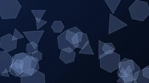 Abstract geometric shapes floating on dark blue background Vídeo Stock 345344061