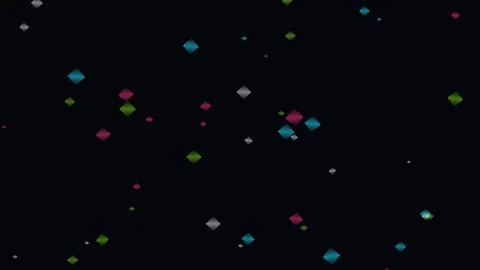 Abstract geometric shapes floating in dark space with subtle colored lighti.. Stock Illustration