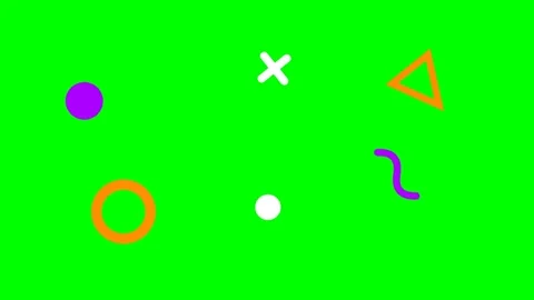 Abstract geometric shapes floating on a vibrant solid green background Video stock 340904649