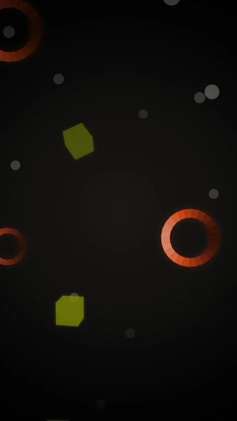 Abstract Geometric Shapes Floating, Yellow Cubes and Orange Rings on Dark B.. Stock Footage 347697900