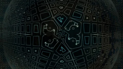 Abstract geometric shapes form a complex pattern in dark Stock Footage 339965367