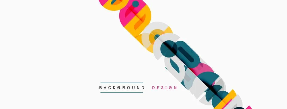 Abstract geometric shapes form diagonal pattern. Minimalist design with text Illustrazione stock