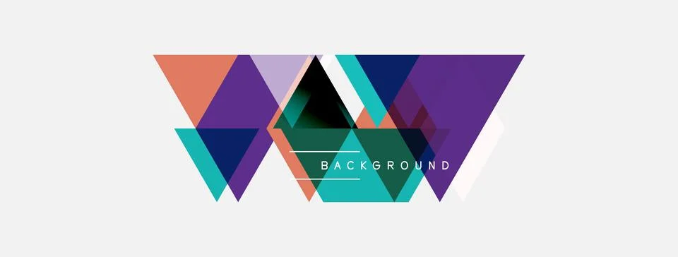 Abstract geometric shapes form dynamic composition. Purple, teal, orange hues Stock Illustration