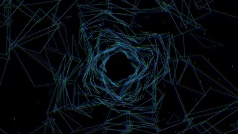 Abstract geometric shapes forming dynamic motion on a dark Stock Footage 340006849