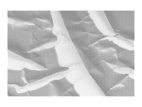 Abstract geometric shapes with halftone dot texture and lines in monochrome.. Stock Illustration