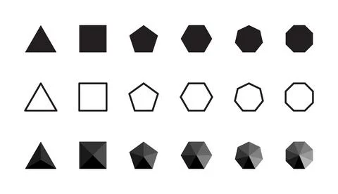 Abstract geometric shapes icon set. Basic polygon vector illustrations. Tri.. Stockillustratie