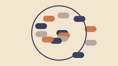 Abstract geometric shapes inside circular border with flat design Stock Illustration