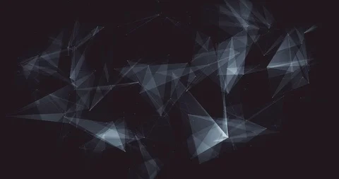 Abstract geometric shapes with interlinked lines and points in washed out blue Stock-Footage 89346110