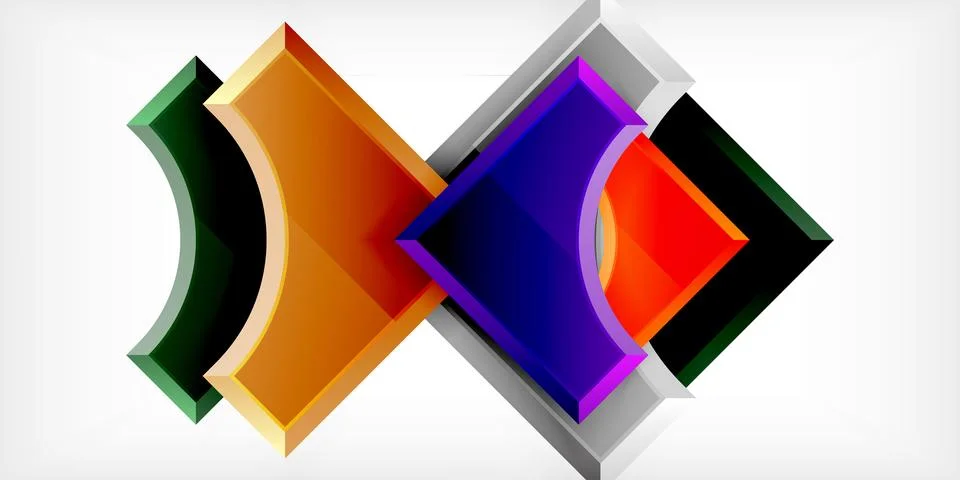 Abstract geometric shapes intersect. Bright colors create dynamic visual impact 스톡 일러스트