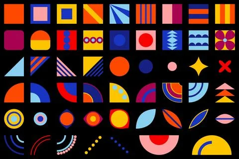 Abstract geometric shapes isolated set. Illustrazione stock