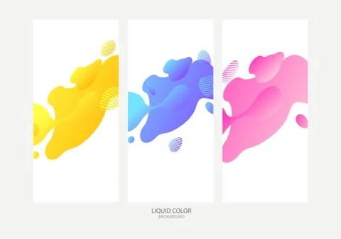 Abstract geometric shapes. Liquid gradient banners isolated on white background Stock Illustration