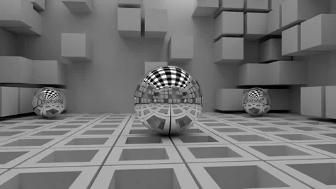 Abstract Geometric Shapes Loop Animation in a Closed Space Stock Footage 290002902