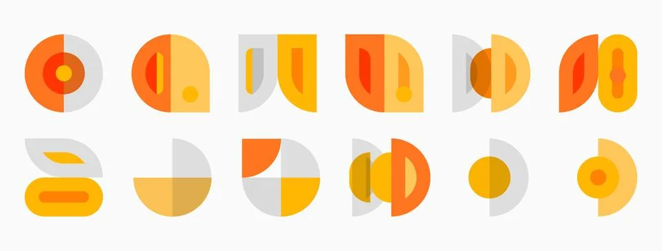 Abstract geometric shapes, mostly orange tones. Minimalist design, flat vecto イラスト素材