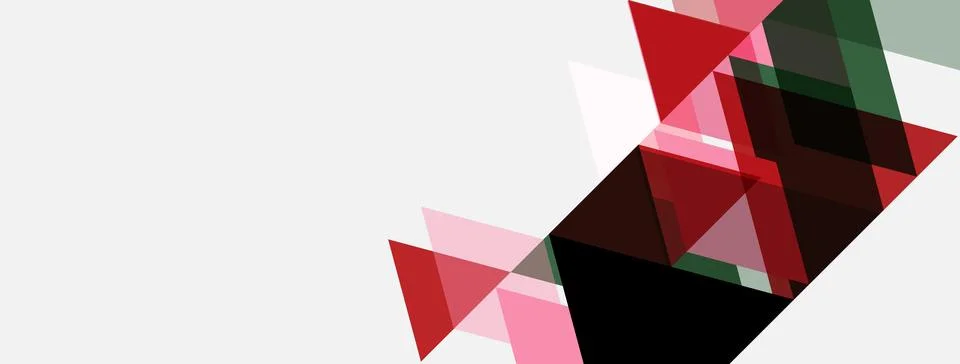 Abstract geometric shapes, mostly triangles, dominate image. Red, pink, dark 스톡 일러스트