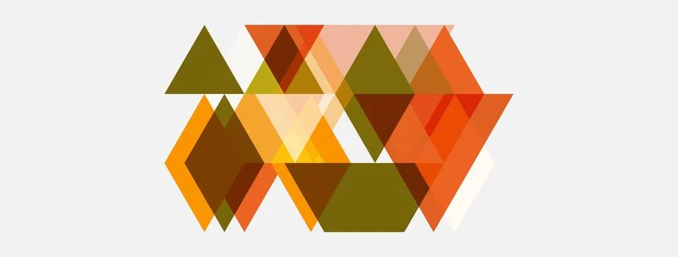 Abstract geometric shapes, mostly triangles, form arrow pointing right. Warm Ilustração Stock