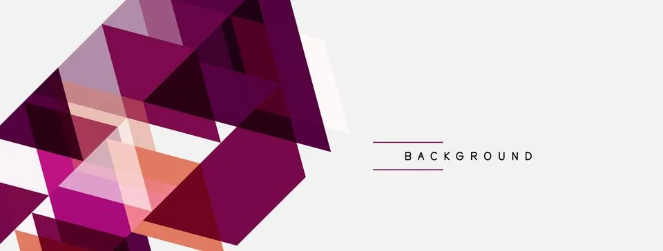 Abstract geometric shapes, mostly triangles, dominate left side. Background i Stock Illustration