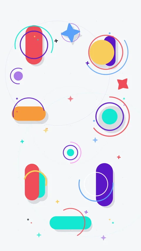 Abstract geometric shapes motion graphic with flat color elements, circles, Stock Footage 346735998