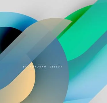 Abstract geometric shapes overlap. Blue, green, gold hues create dynamic Stock Illustration