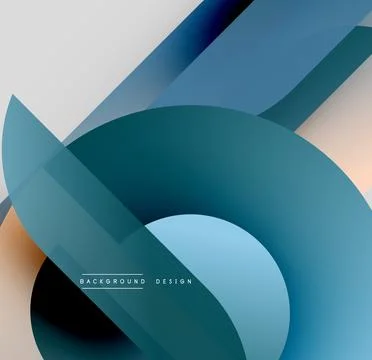 Abstract geometric shapes overlap. Blue, teal, orange hues create modern design. Illustrazione stock