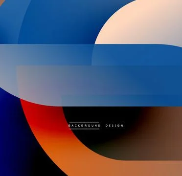 Abstract geometric shapes overlap. Blue, orange, red hues dominate composition. 库存插图