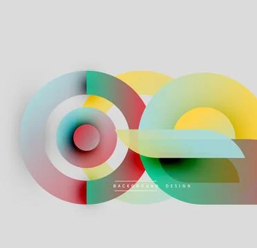 Abstract geometric shapes overlap. Circles, rectangles create vibrant colorful Stock Illustration