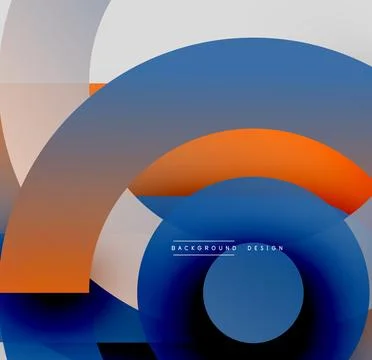Abstract geometric shapes overlap. Circles, rectangles create dynamic Illustrazione stock