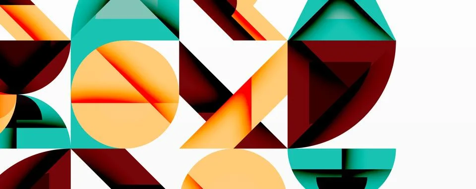 Abstract geometric shapes overlap, creating dynamic composition. Colors inclu 스톡 일러스트