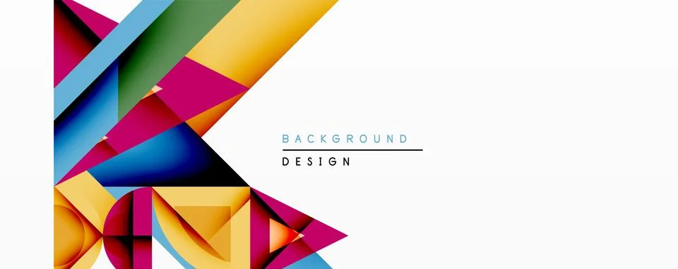 Abstract geometric shapes overlap, creating vibrant color gradients. Design Stock Illustration