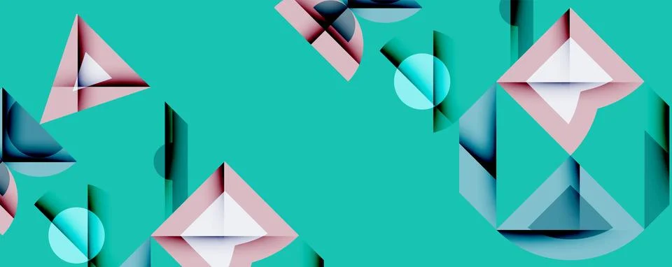 Abstract geometric shapes overlap, creating layered visual effect. Teal 스톡 일러스트