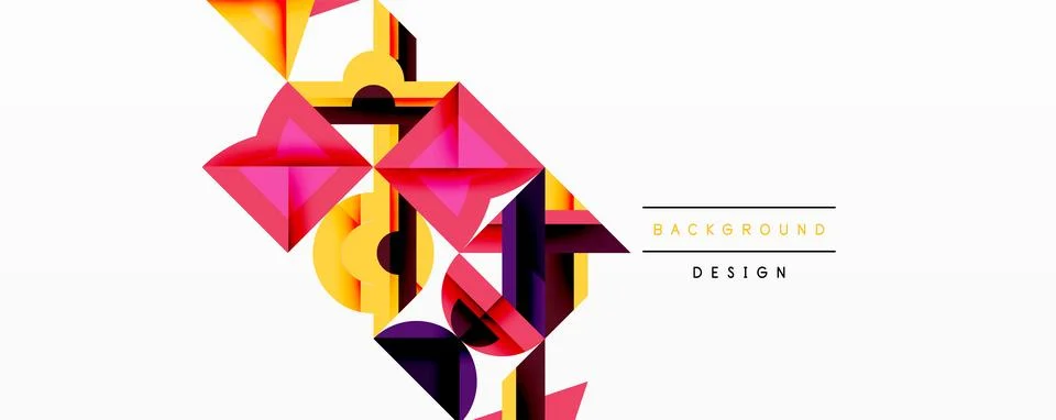 Abstract geometric shapes overlap, creating vibrant colorful composition. Modern Stock Illustration