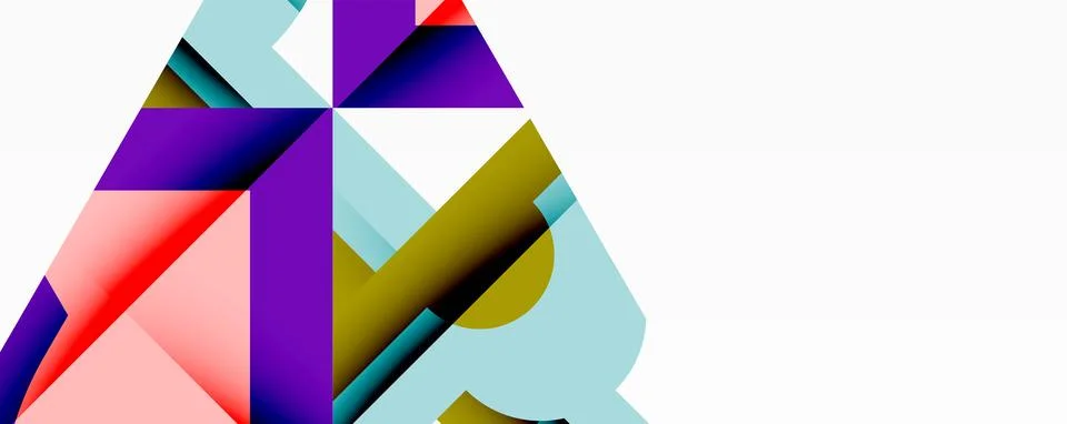 Abstract geometric shapes overlap, creating vibrant color blocks. Composition 스톡 일러스트