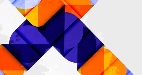 Abstract geometric shapes overlap, creating dynamic visual texture. Orange, blue Stock Illustration
