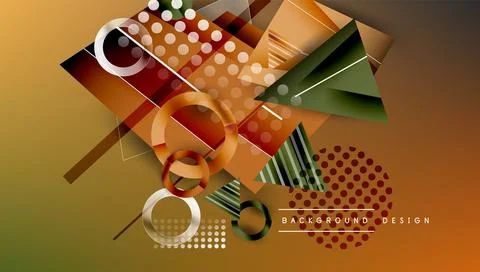 Abstract geometric shapes overlap, creating dynamic composition. Warm colors Illustrazione stock