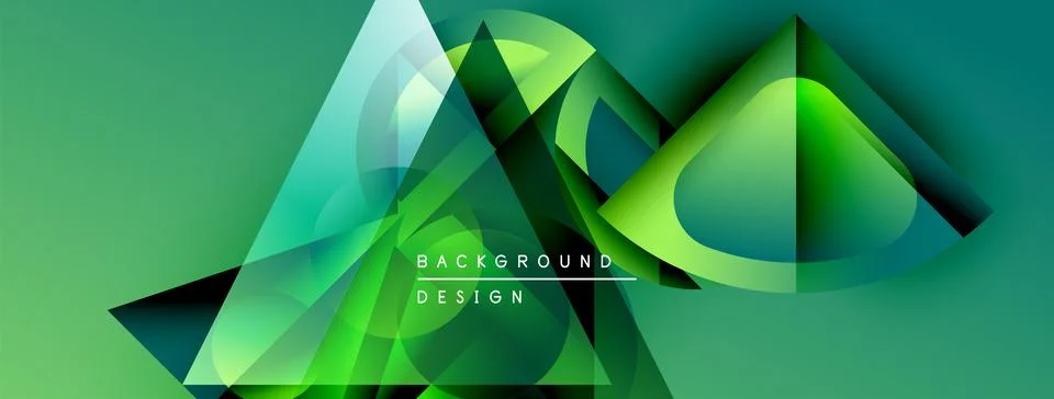 Abstract geometric shapes overlap, creating vibrant green gradients. Modern Stock Illustration