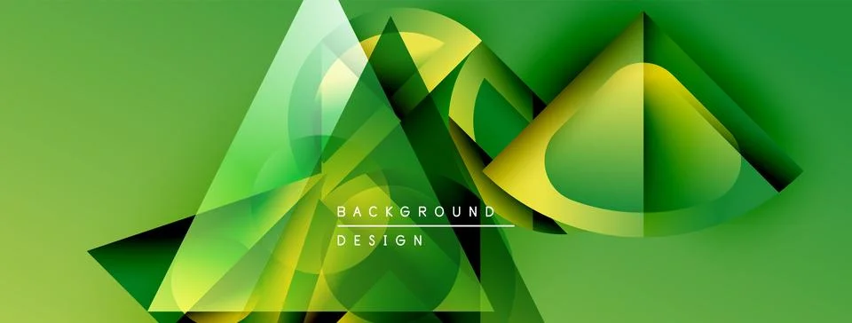 Abstract geometric shapes overlap, creating vibrant green design. Modern Stock Illustration