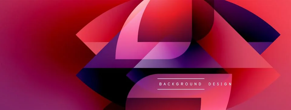 Abstract geometric shapes overlap, creating vibrant redpurple gradient. Modern Stock Illustration