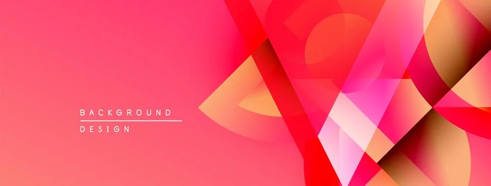 Abstract geometric shapes overlap, creating vibrant pink gradient background. Stock Illustration