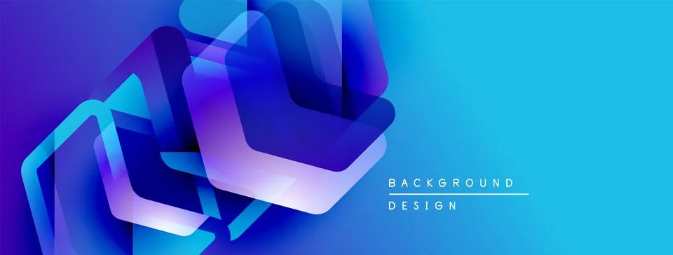 Abstract geometric shapes overlap, creating dynamic blue gradient effect. Modern イラスト素材