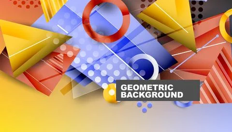 Abstract geometric shapes overlap, creating vibrant colorful background. Design 库存插图