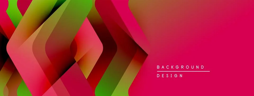 Abstract geometric shapes overlap, creating vibrant color gradients. Red Illustrazione stock