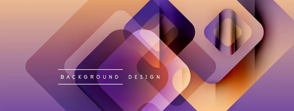 Abstract geometric shapes overlap, creating vibrant gradient background. Purple, 库存插图