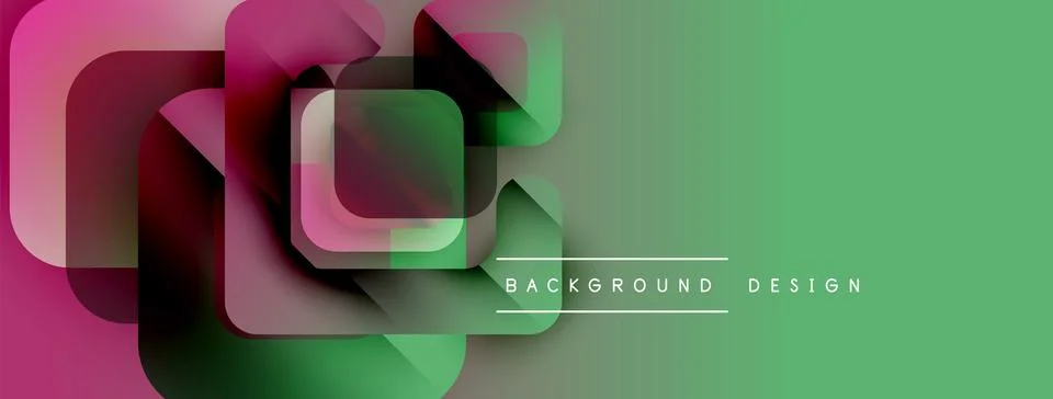 Abstract geometric shapes overlap, creating vibrant color gradients. Green Illustrazione stock