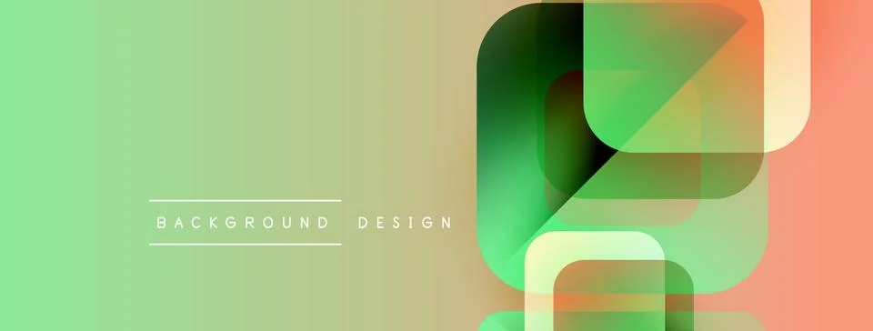 Abstract geometric shapes overlap, creating vibrant gradient background. Soft Stock Illustration
