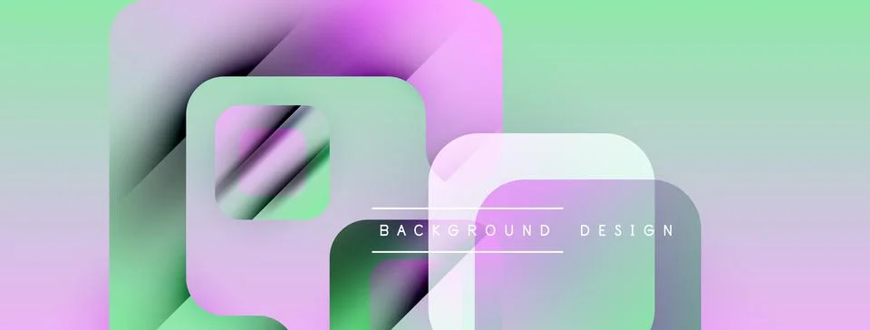 Abstract geometric shapes overlap, creating soft gradients. Mint green, lavender Stock Illustration